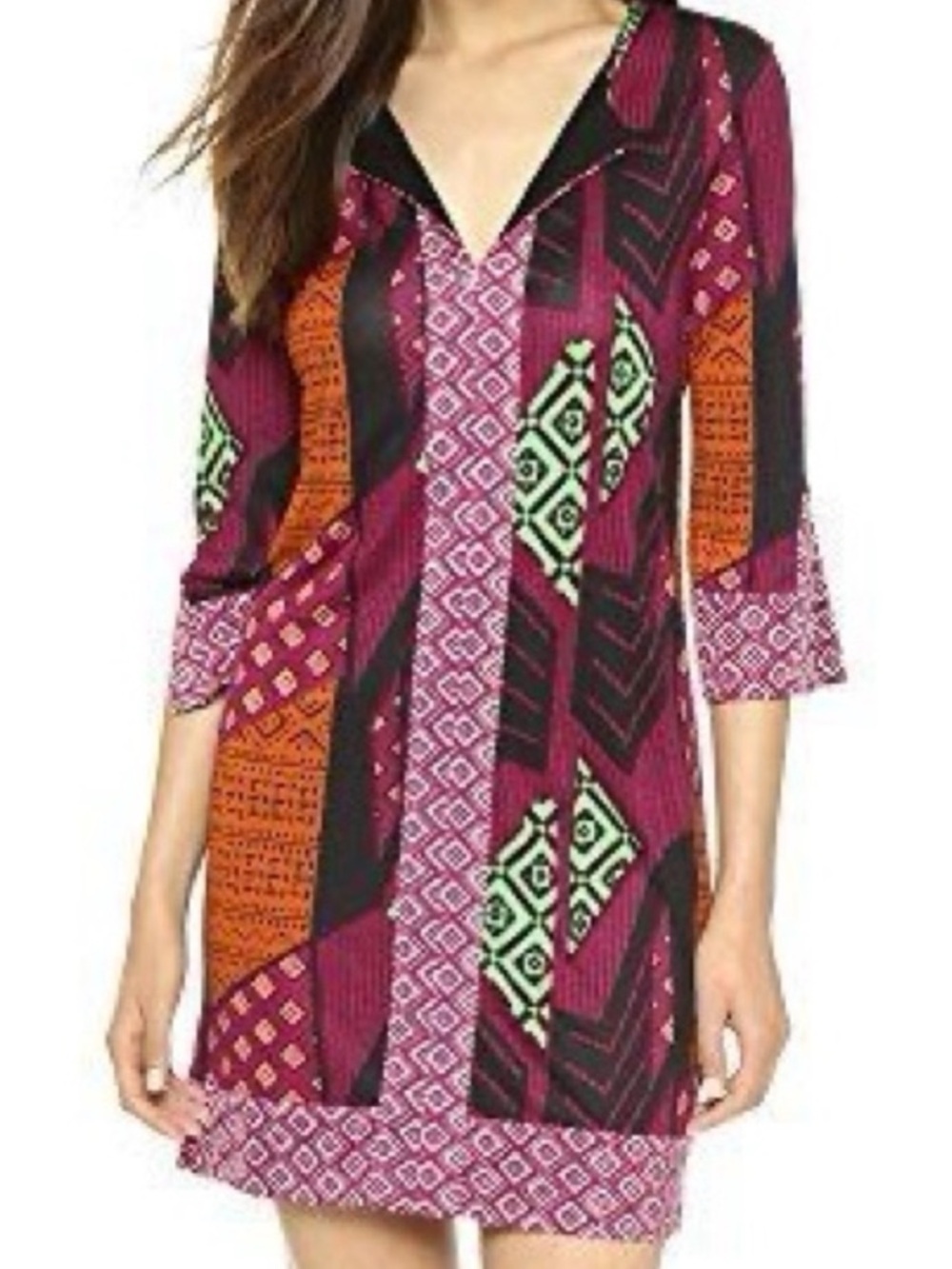 Diane Von Furstenberg Silk Geometric Print Dress Size 12